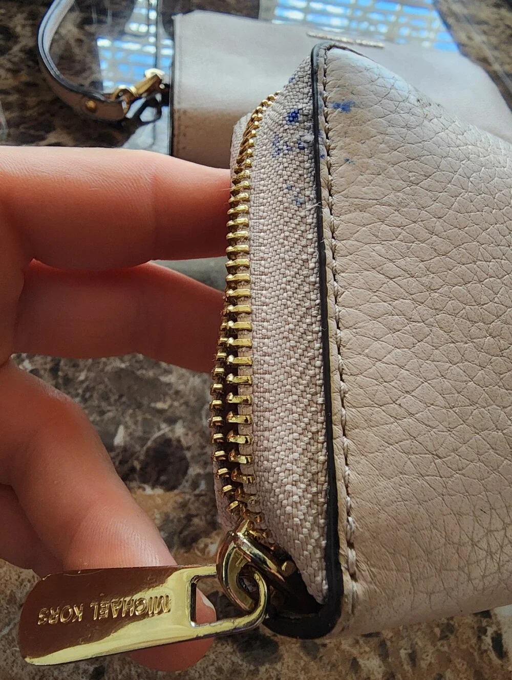Michael Kors Pebbled Leather Wristlet Wallet Soft Pink/Gold & Continental Wallet